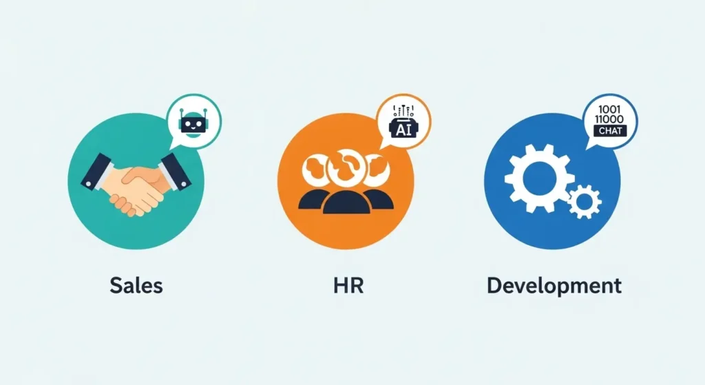部門別のAI議事録活用シーンのイメージ図