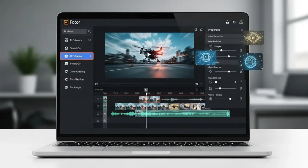 Fotor AIビデオジェネレーターの直感的なユーザーインターフェース。