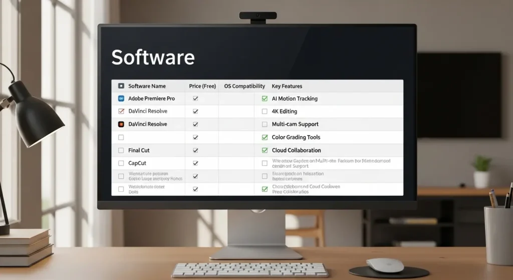 2026年版無料ビデオ編集ソフトの詳細比較表を表示した画面