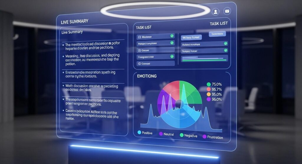 未来的なAI会議分析インターフェース