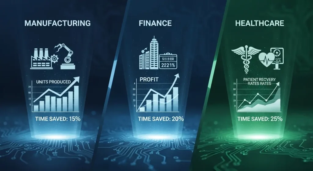 業界別のAIエージェント導入効果（製造・金融・医療）