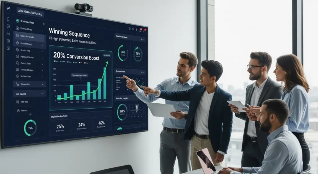 AI導入により成約率が20パーセント向上した製造業の成功事例グラフ