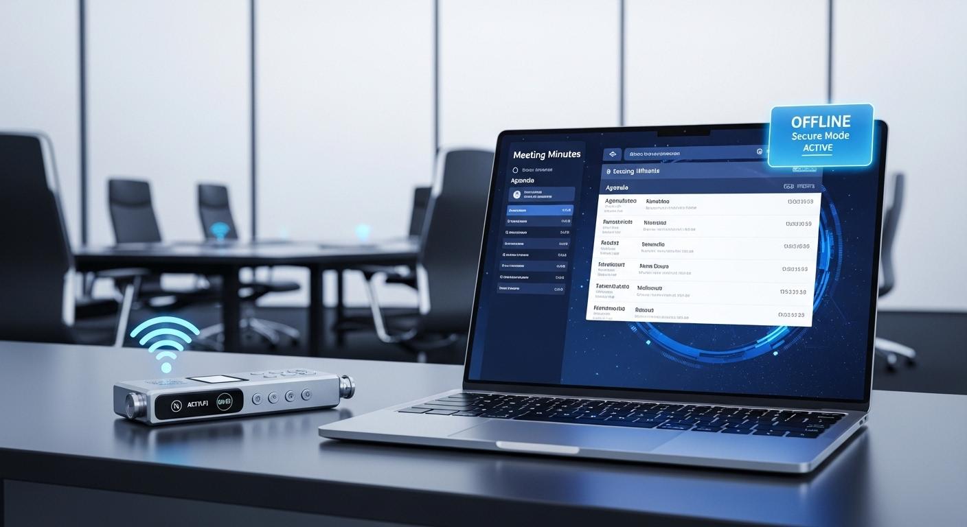 オフライン対応AI議事録ツールの比較とセキュリティイメージ