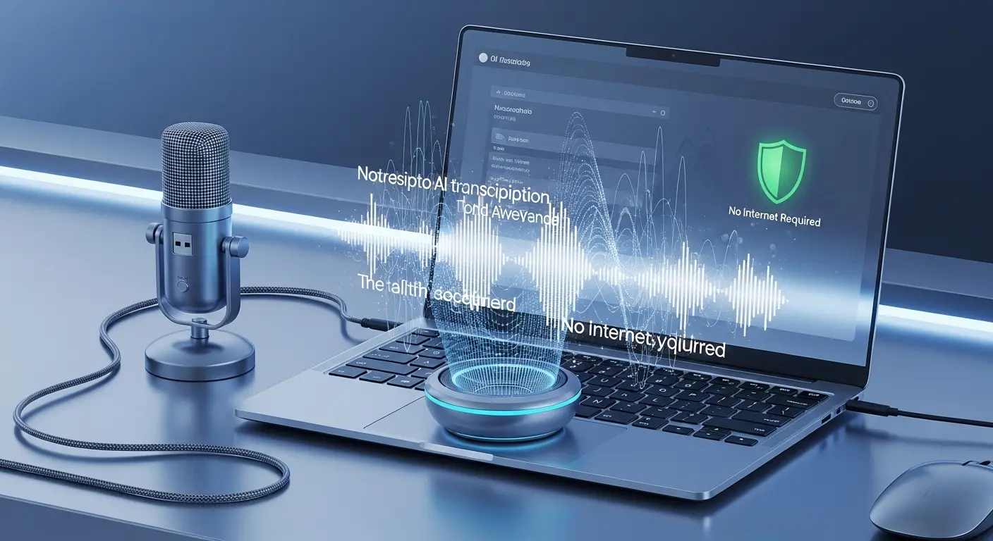 2026年最新のオフラインPC向けAI文字起こしソフトのイメージ図
