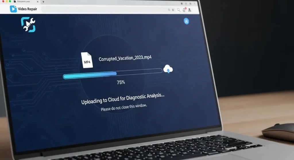 ブラウザを使用したオンライン動画修復の流れ