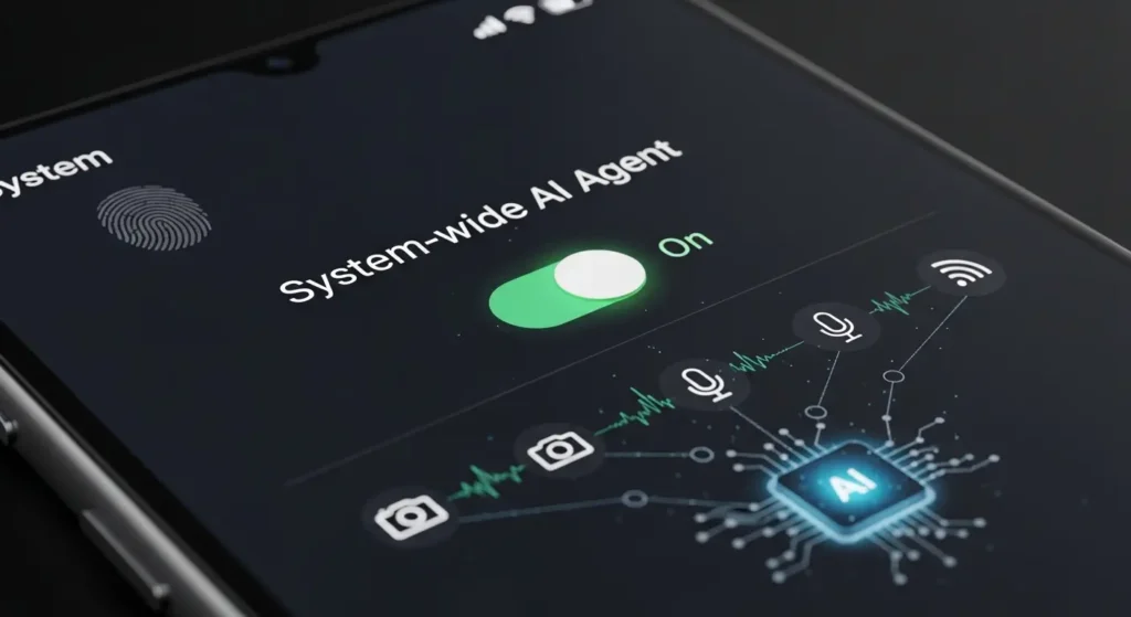 スマートフォンOSに統合された自律型AIの設定画面