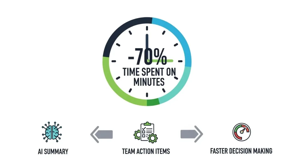 AI議事録導入による時間削減と生産性向上の図解