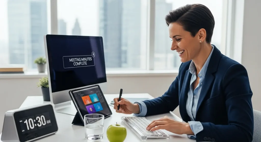 AI文字起こしソフト導入による業務効率化の成功イメージ