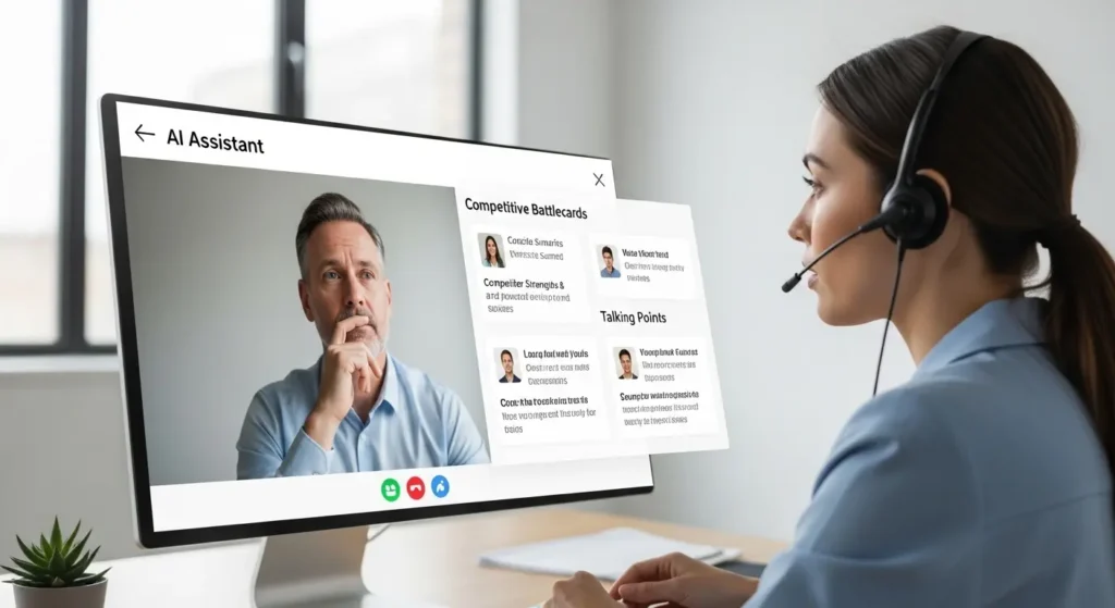 商談中にリアルタイムでアドバイスを表示するAIエージェントのインターフェース