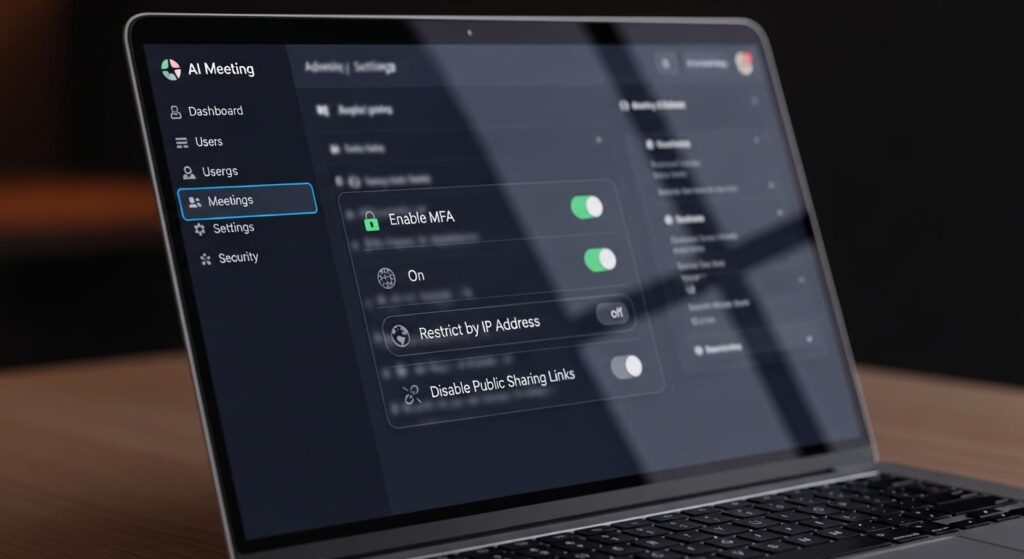 AI議事録ツールの管理画面におけるアクセス権限と二段階認証の設定