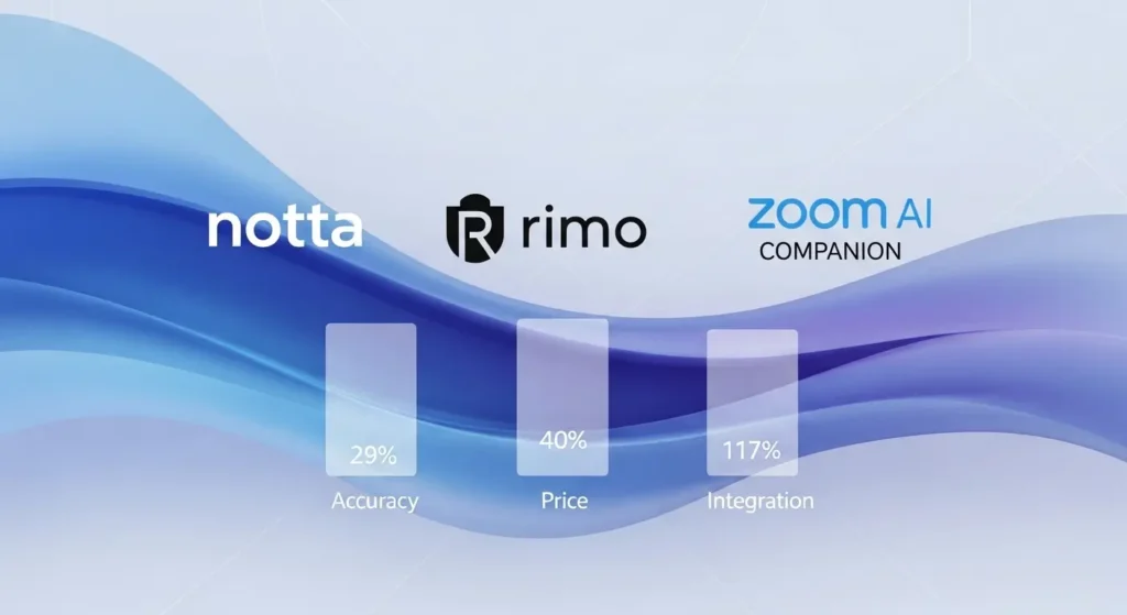 主要なAI議事録ツールの特徴比較イメージ