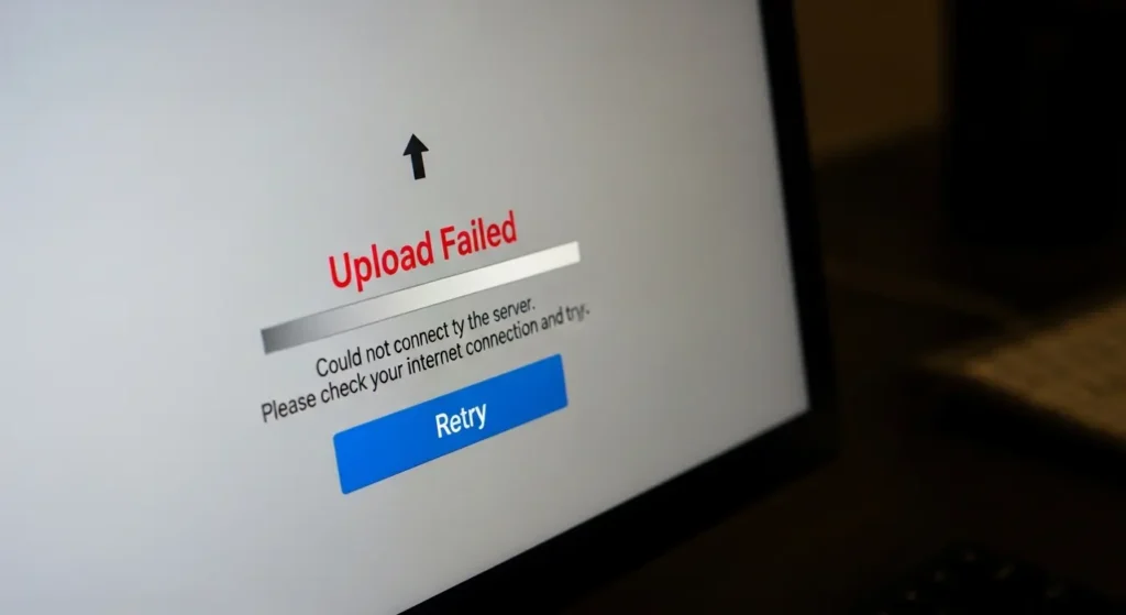 アップロード中断のエラー画面