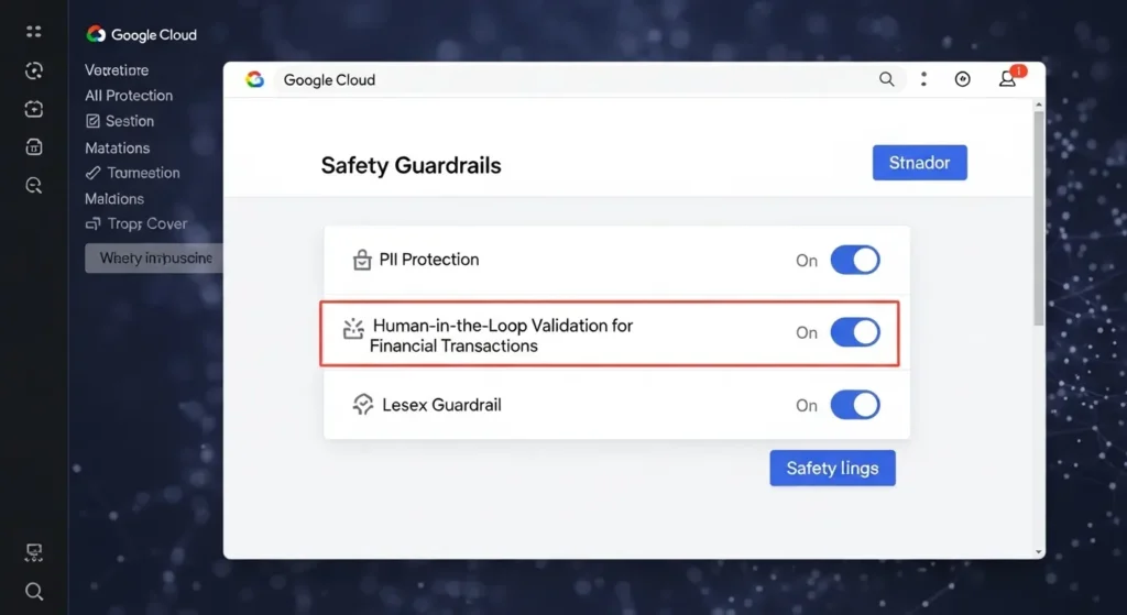Vertex AIの管理画面でPII保護と人間による承認設定を有効にする様子