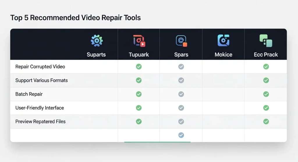 おすすめ動画修復ソフト5選の比較表