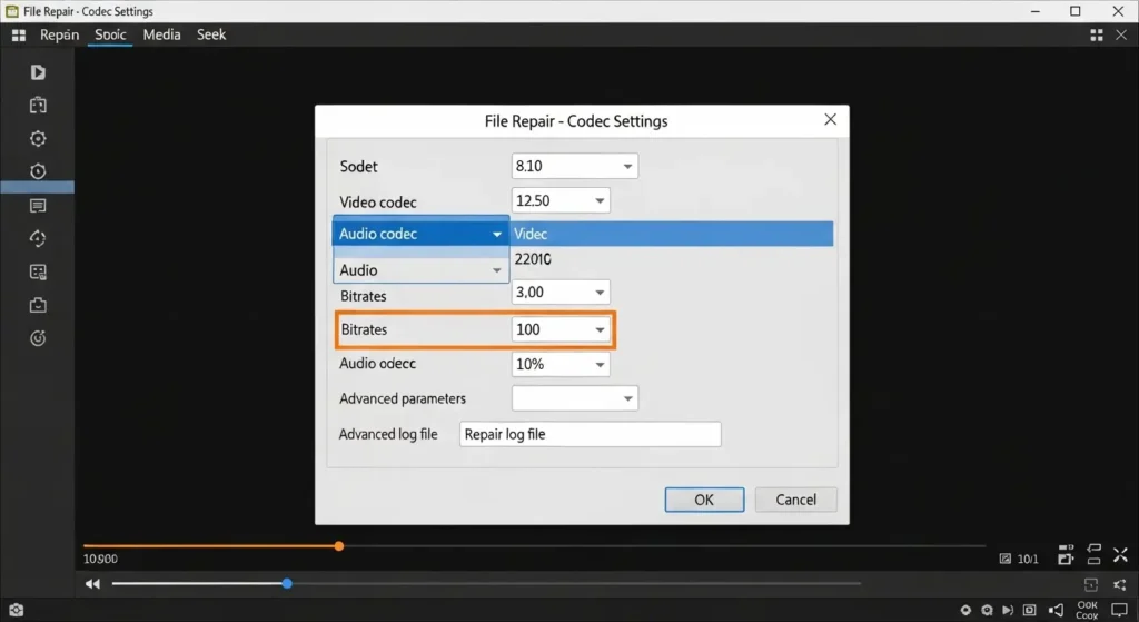 VLCの修復設定画面