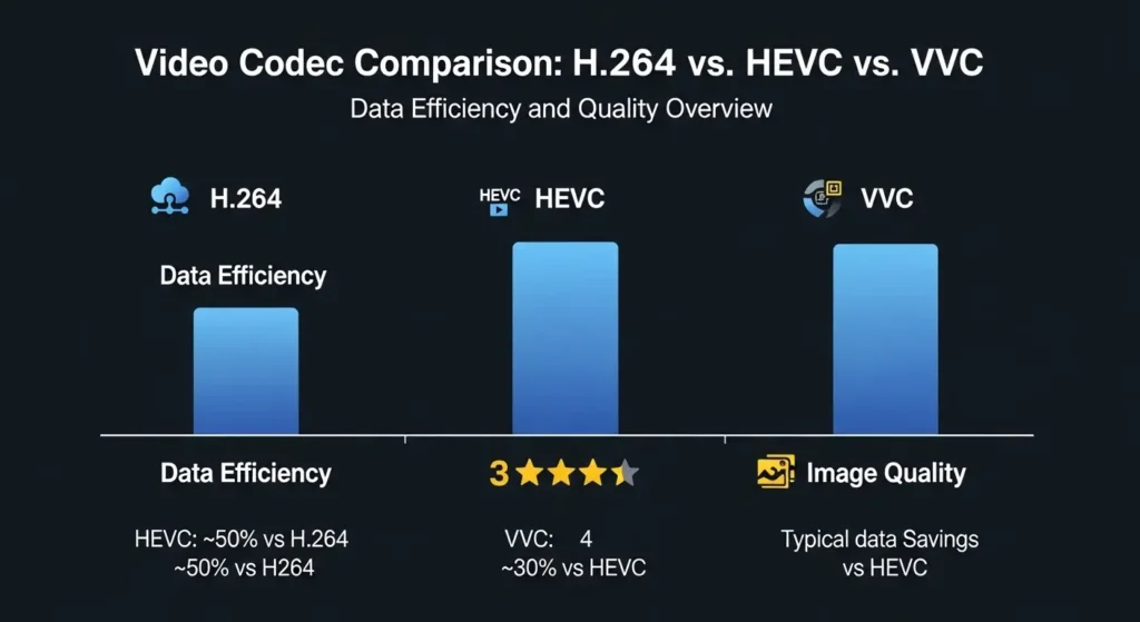 VVCと従来コーデックの比較図