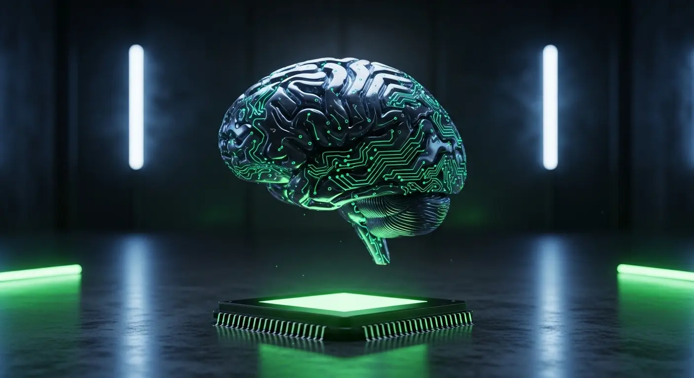 エッジAIの概念を表すフューチャリスティックな画像