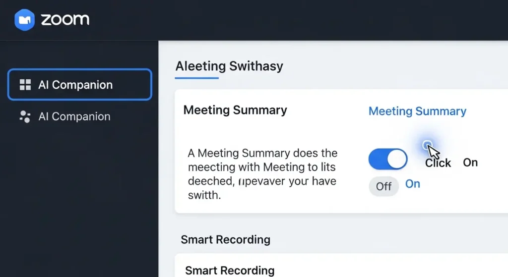 ZoomウェブポータルでのAIコンパニオン有効化設定画面