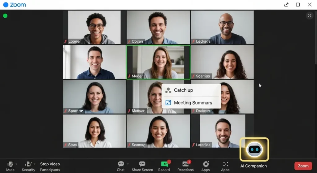 ミーティング中の操作バーに表示されるAIコンパニオンのアイコン