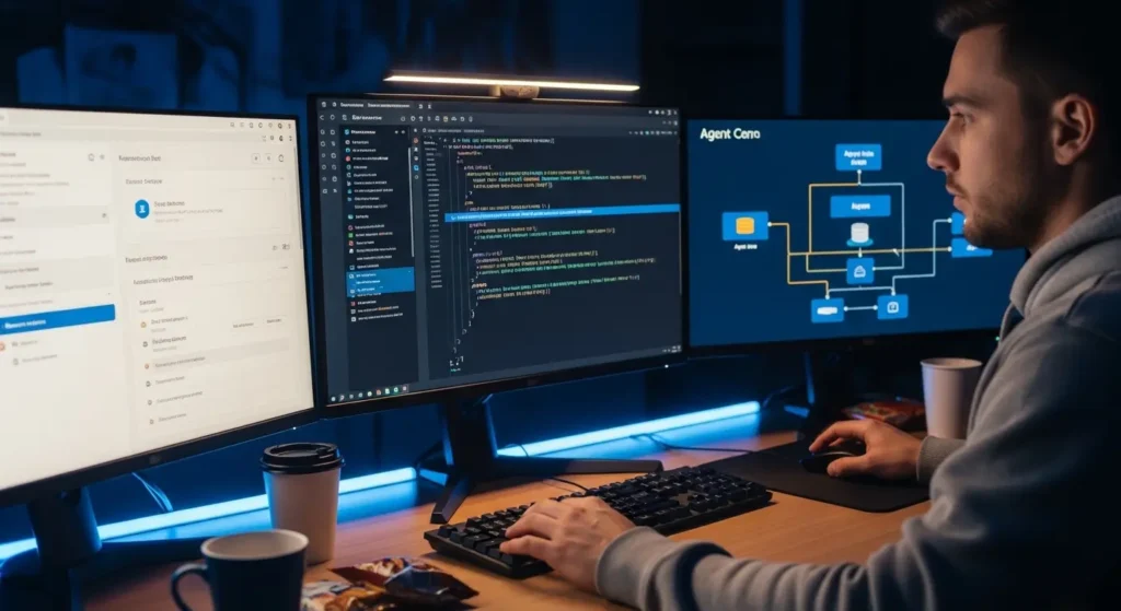 クラウドデータベースとAPIを連携させるAIエージェント構築の様子