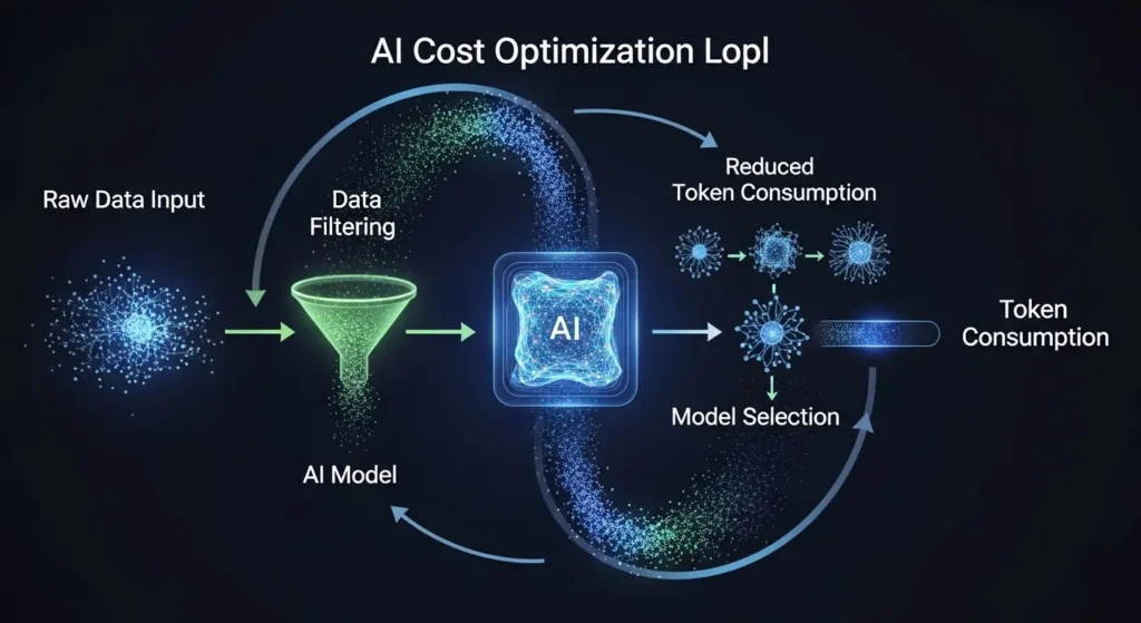 AIエージェントの運用コスト最適化プロセスの図解