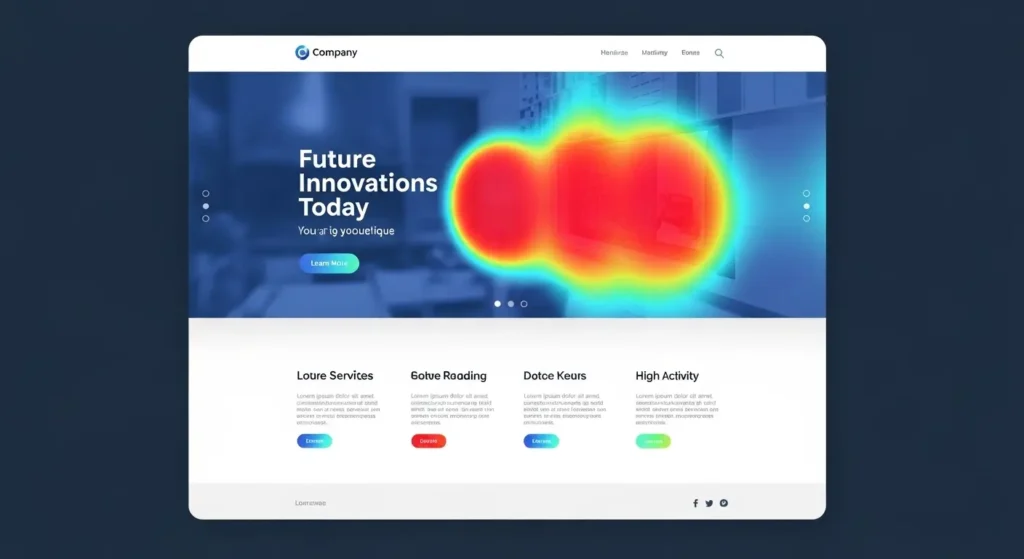 AIがヒートマップデータを元にウェブサイトのUIを最適化している様子