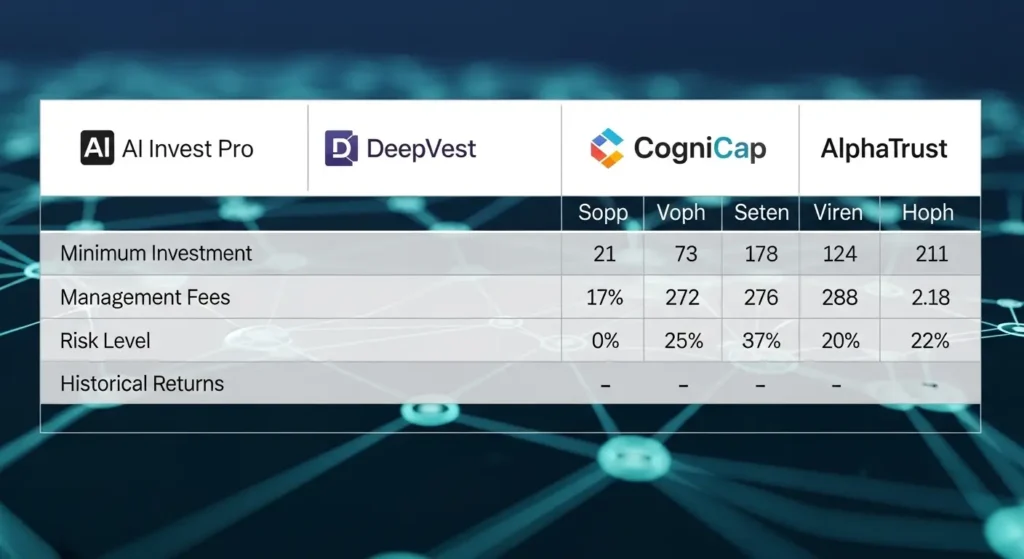 主要なAI投資アプリの比較表イメージ