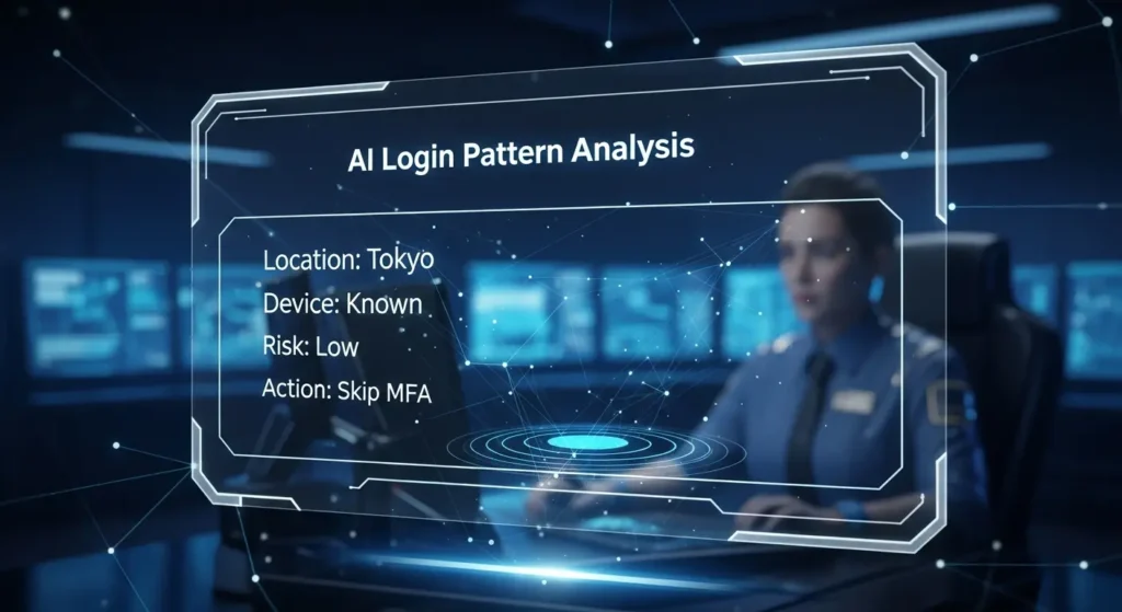 AIがリスクを評価して認証の要否を判断するリスクベース認証の画面