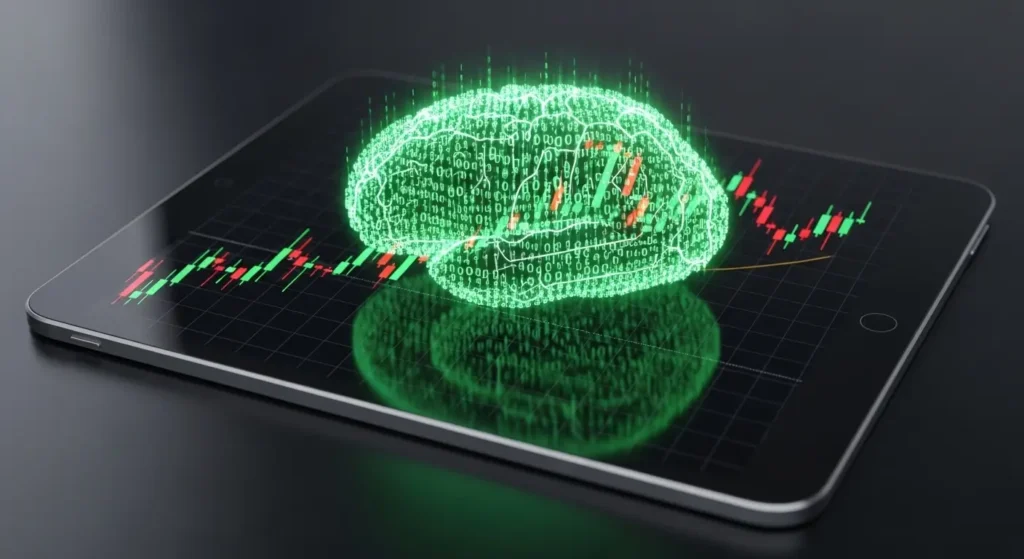 AIによる株価予測とチャート分析のイメージ