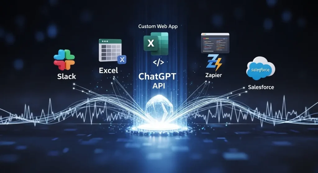 ChatGPT APIによるシステム連携とビジネスメリットの図解