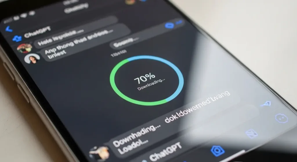 ChatGPTアプリのダウンロード進行状況