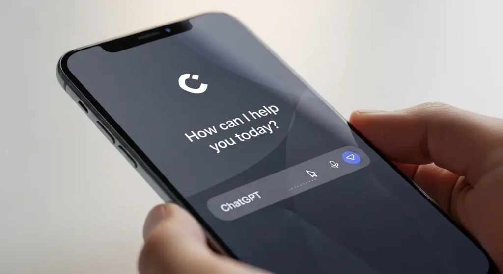 スマートフォンで簡単に操作できるChatGPTの画面