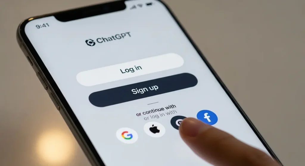 スマートフォンでのChatGPTログイン画面のイメージ