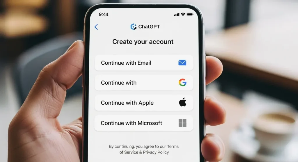 ChatGPTアプリのアカウント登録画面