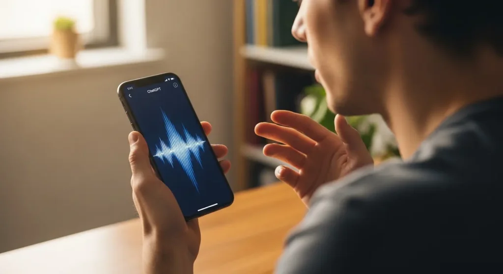 音声でChatGPTに指示を出すユーザー