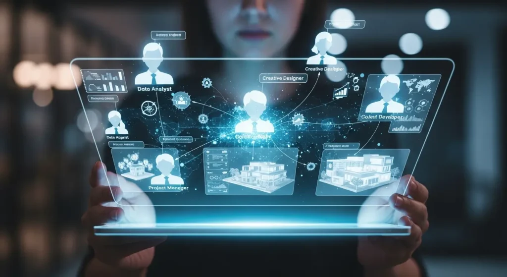 複数のAIエージェントと協力してプロジェクトを進めるイメージ