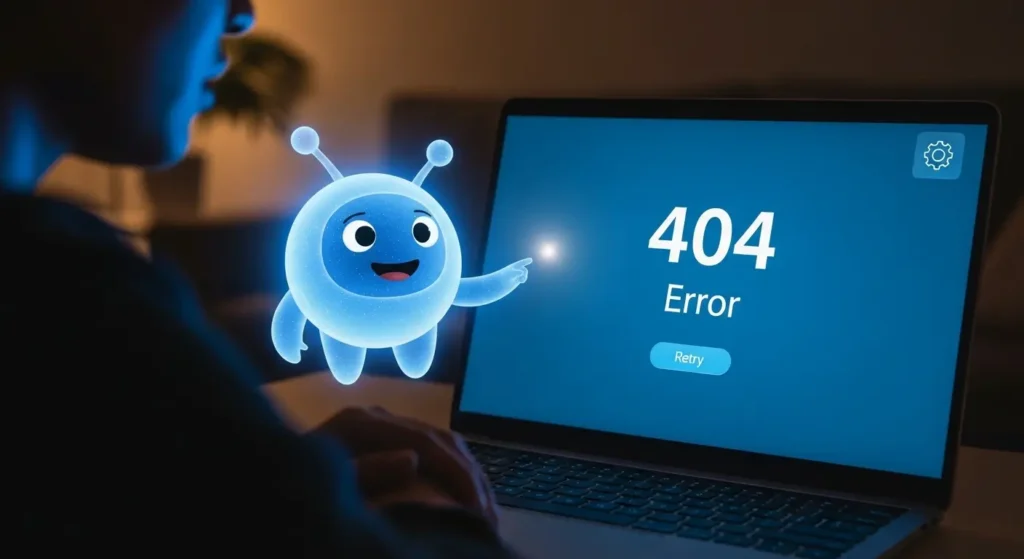 ChatGPTのエラー画面とトラブルシューティングのイメージ