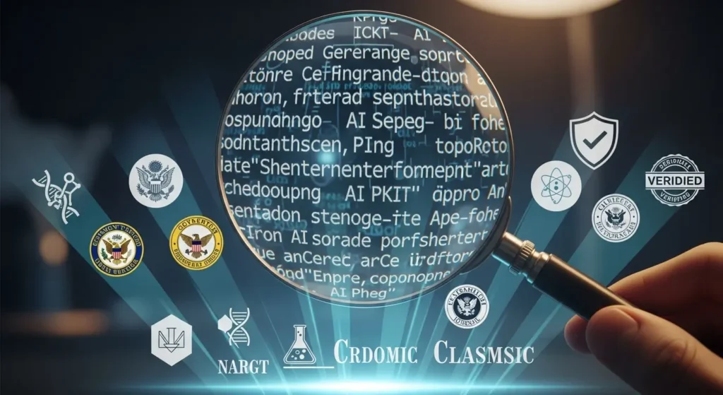 AI生成文の事実確認と裏付け調査のイメージ