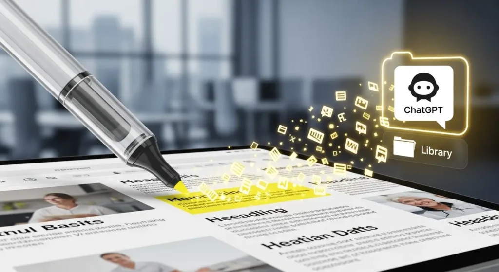 Web上の重要箇所をハイライトしてAIで整理する様子