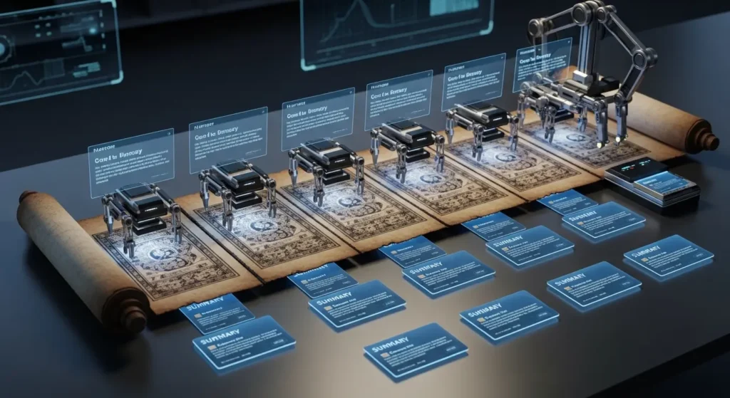 長文を分割して要約するプロセスの図解
