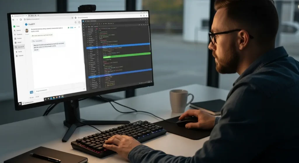 パソコンでプログラムのコードを書くChatGPT
