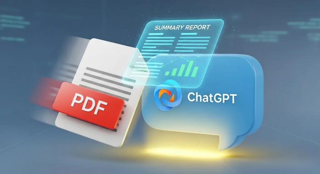 PDFファイルをアップロードして要約させる機能のイメージ