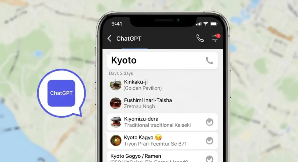 京都旅行のスケジュールを提案するChatGPT
