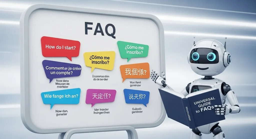 ChatGPT翻訳に関するよくある質問と回答のイラスト