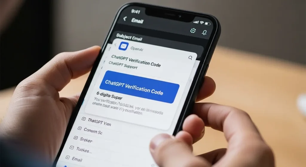 認証メールを確認するユーザーのスマホ画面