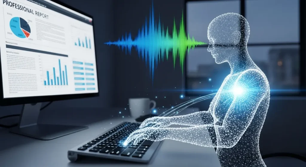 音声入力を活用してレポートを作成する digital assistant