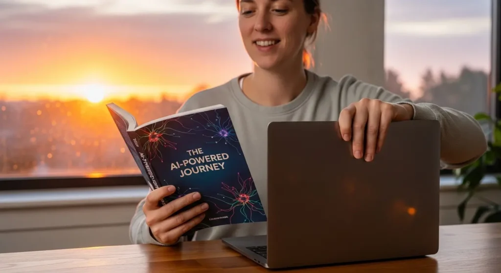 AIを活用して文章作成を完遂し、満足する人物