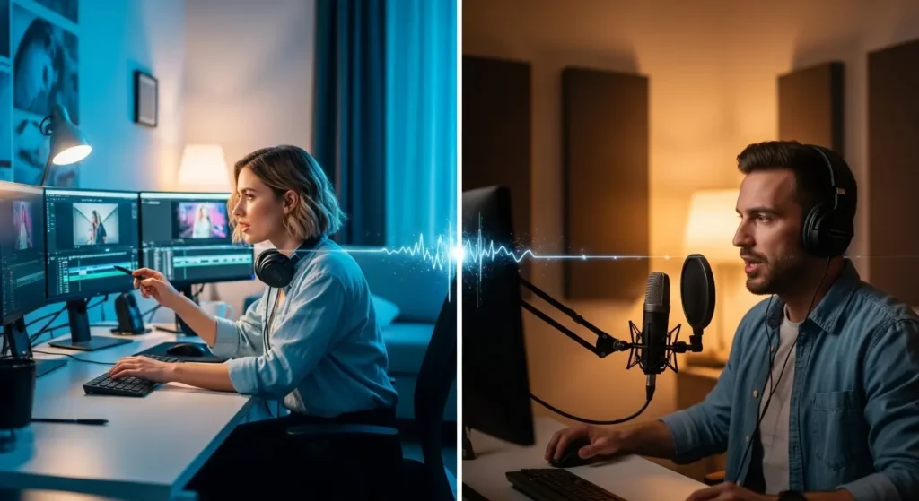 Clipchampで共同編集を行うチームメンバーのイメージ