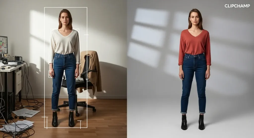 AIによる動画の背景自動削除と合成機能