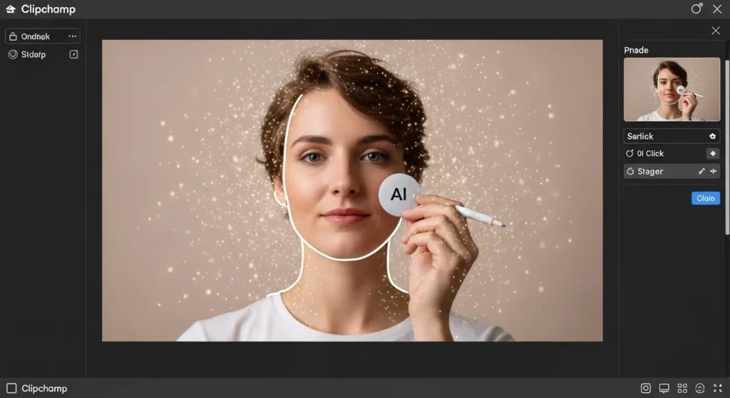 ClipchampのAI背景削除機能による人物の切り抜き